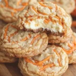 Carrot cheesecake stuffed cookies with cream cheese filling on a plate