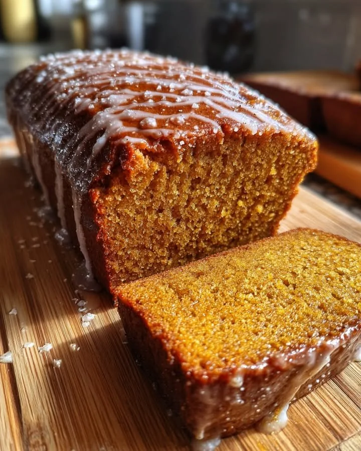Chai Spice Maple Pumpkin Bread ready to be served.