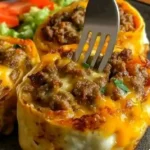 Delicious cheesy beef roll-ups ready to serve