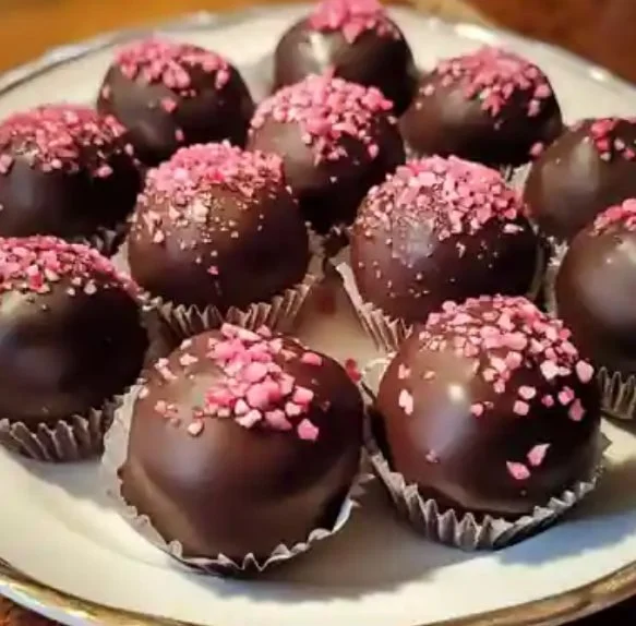 Delicious Cherry Mash Truffles with a chocolate exterior and cherry filling