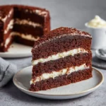 Delicious Chocolate Moist Cake topped with Vanilla Buttercream frosting