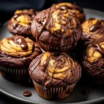 Chocolate Peanut Butter Muffins with a rich swirl of chocolate and peanut butter