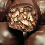 Delicious Chocolate Pecan Caramel Truffles on a decorative plate