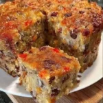 Delicious Christmas fruit cake decorated with dried fruits and nuts