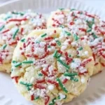 Christmas Ooey Gooey Butter Cookies on a festive plate