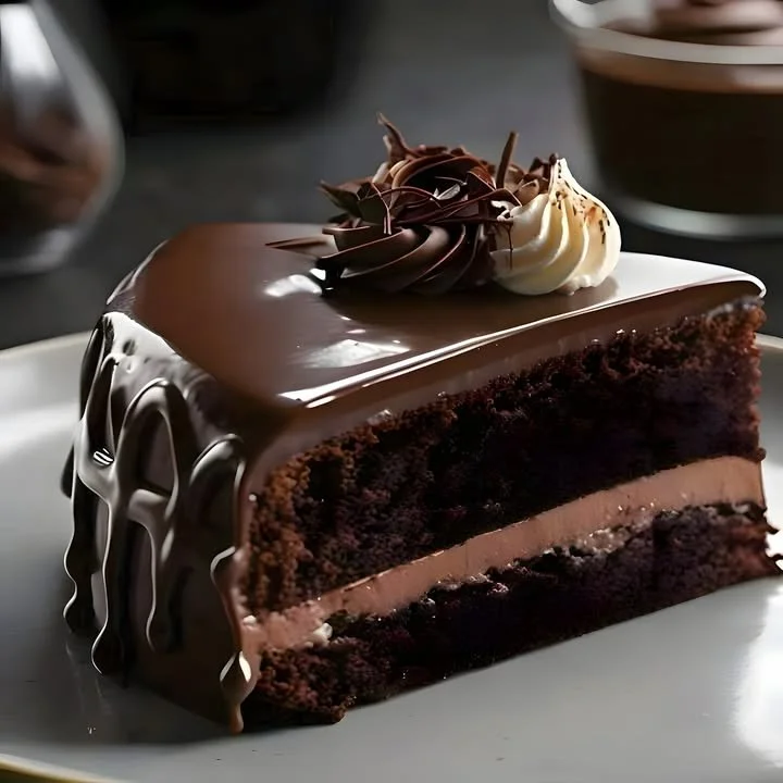 Classic moist chocolate cake with rich chocolate frosting and decorative sprinkles