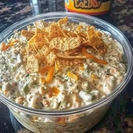 Delicious homemade Crack Dip in a serving dish ready for dipping.
