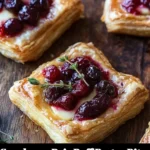 Cranberry Brie Puff Pastry bites on a serving platter