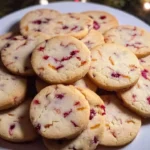 Cranberry Orange Shortbread Cookies on a plate
