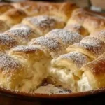 Creamy Cheesecake Crescent Roll Bake dessert ready to serve