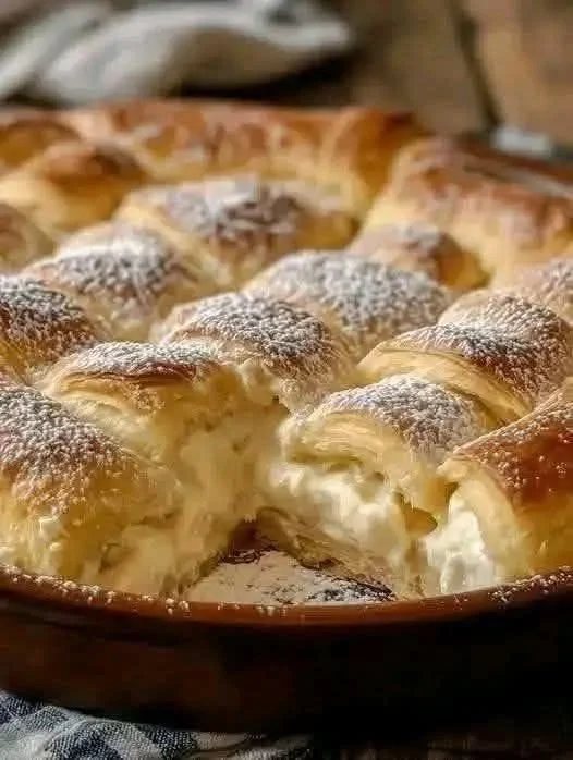 Creamy Cheesecake Crescent Roll Bake dessert ready to serve