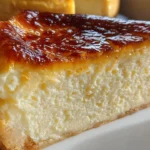 Slice of rich crème brûlée cheesecake topped with caramelized sugar
