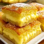 Delicious custard cream cake bars served on a white platter