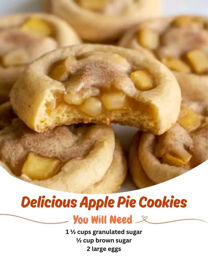 Delicious apple pie cookies with cinnamon and apple filling on a plate