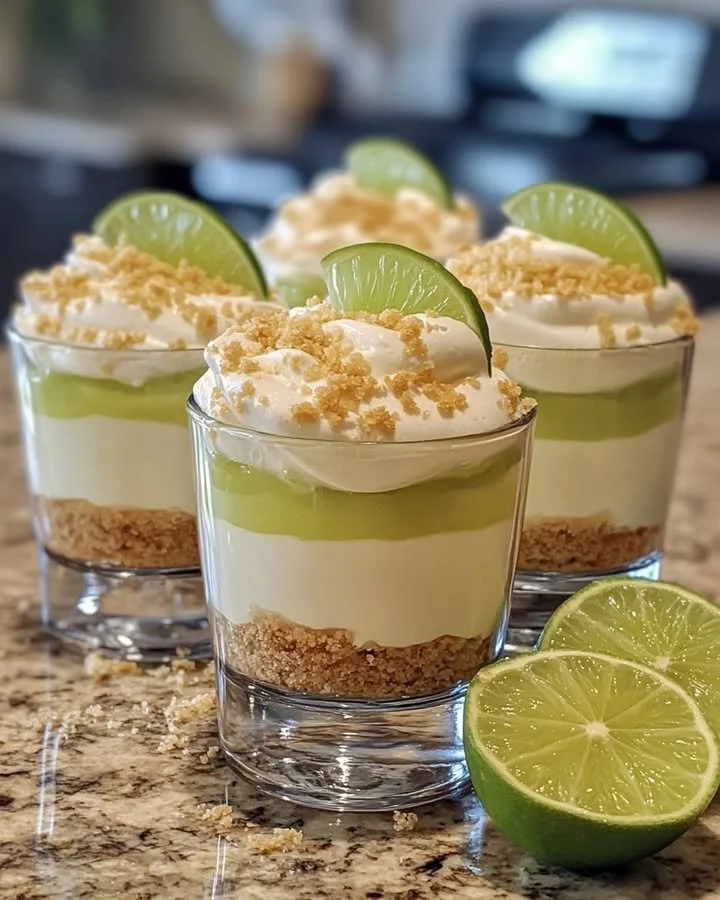 Delicious homemade key lime pie garnished with whipped cream and lime slices