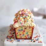 Delicious Funfetti Loaf Cake with colorful sprinkles on top