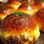 Garlic Parmesan Cheeseburger Bombs with golden crust and savory filling