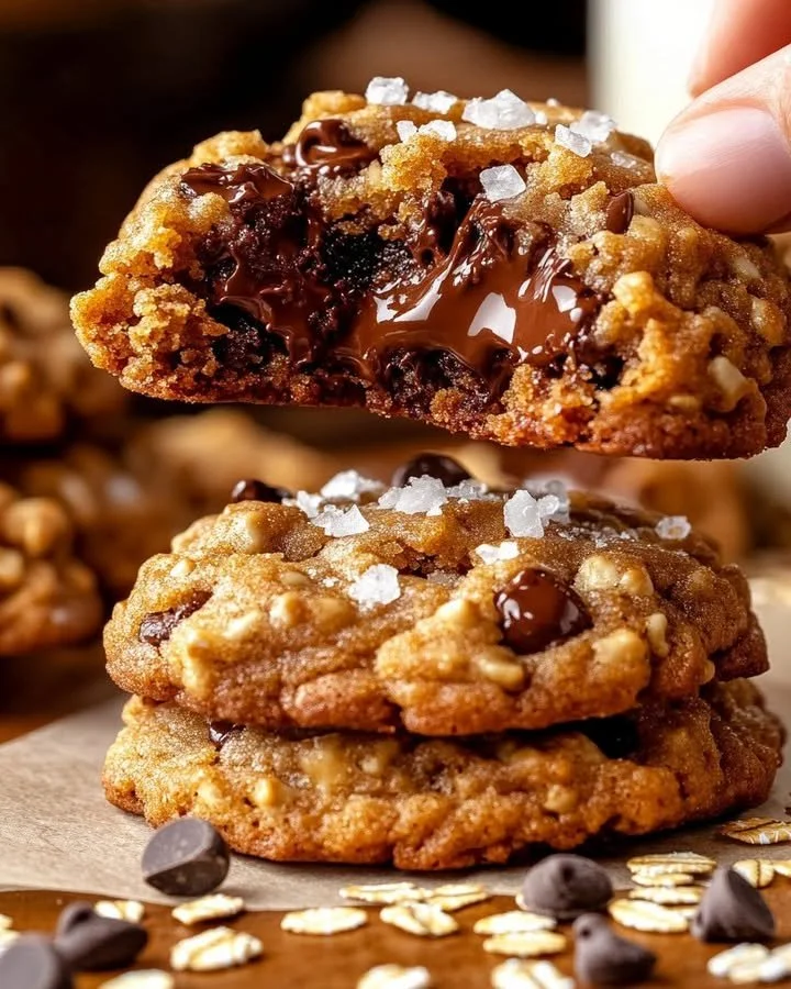 Grandma's secret recipe for brown butter oatmeal chocolate chip cookies.