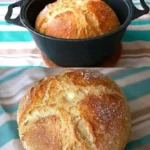 Freshly baked homemade bread on a wooden table