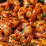 Delicious Honey Butter Old Bay Shrimp served in a bowl with garnishes