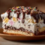 Delicious Ice Cream Sandwich Cake with layers of ice cream and cake