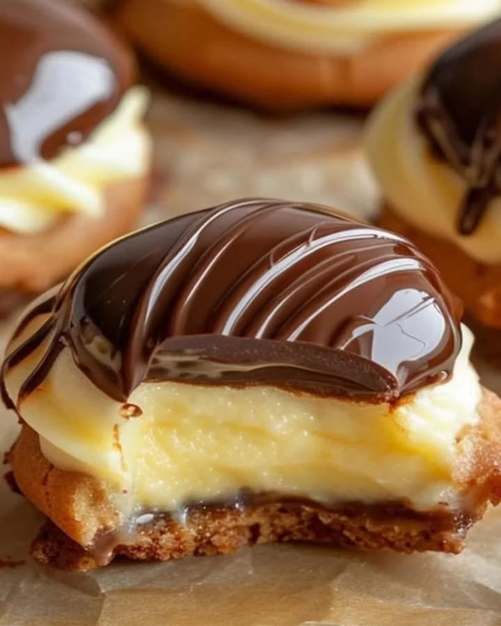 Delicious Boston Cream Pie Cookie Bites on a plate