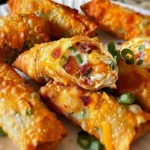 Crispy jalapeno popper egg rolls with cheese and jalapenos filling