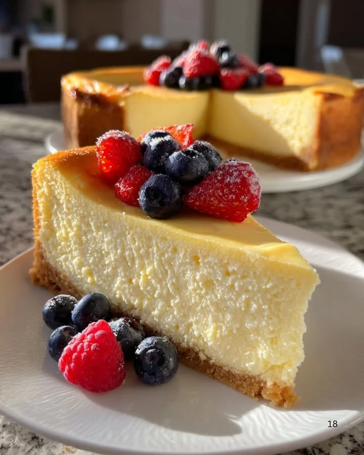 Delicious Lemon Ricotta Cheesecake topped with fresh lemon zest