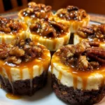 Loaded caramel pecan brownie cheesecake cups dessert