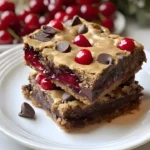 Delicious maraschino cherry chocolate chip cookie bars cut into squares