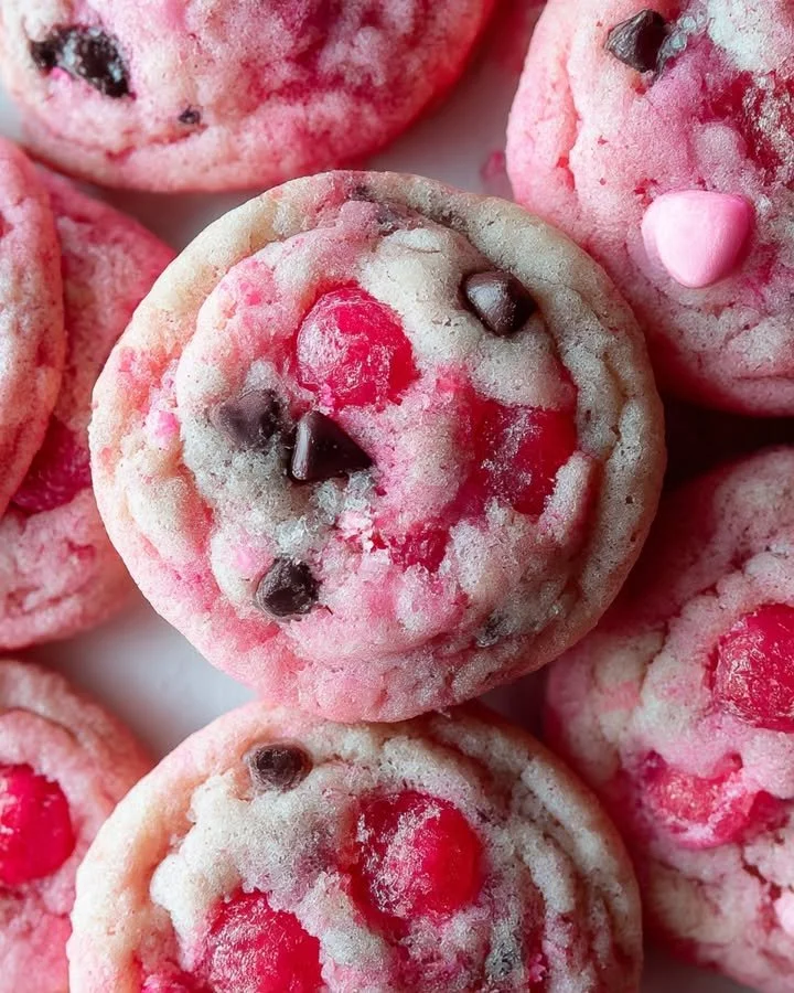 Delicious Maraschino Cherry Chocolate Chip Cookies on a plate