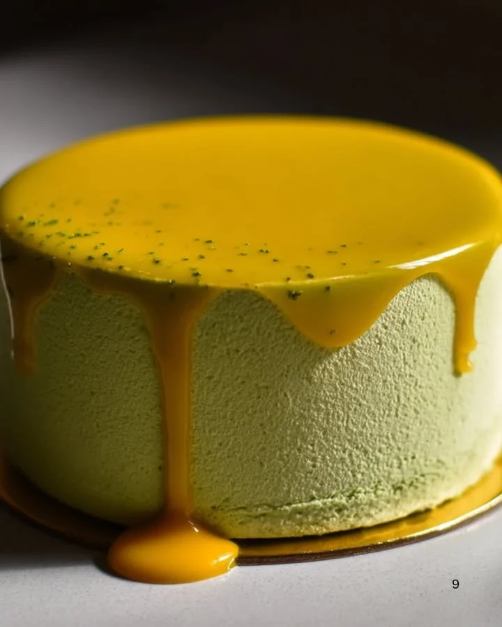 Delicious Matcha Lemon Cake served on a minimalist plate.