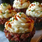 Meatloaf Cupcakes topped with whipped potato, a creative savory dish