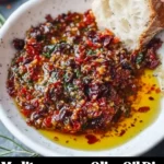 Mediterranean olive oil dip served with bread and herbs