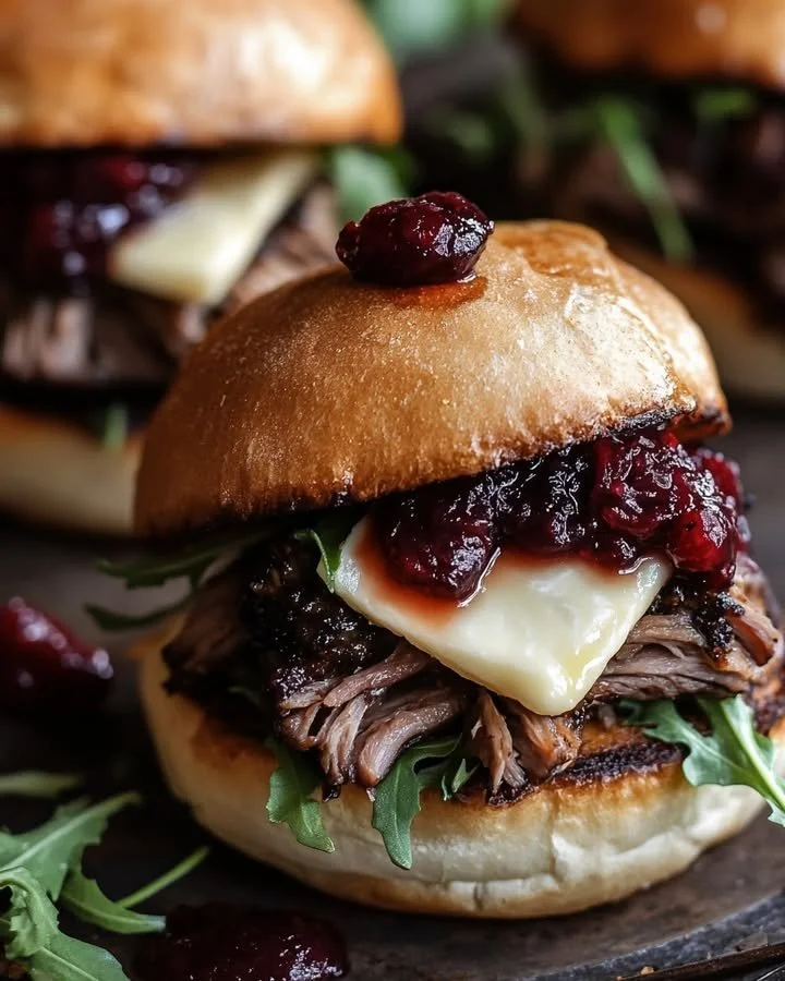 Delicious short rib sliders with balsamic cranberry sauce on a platter