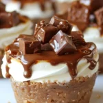 Mini Rolo Cheesecakes topped with chocolate and caramel