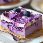 Delicious no bake blueberry dessert topped with fresh blueberries and whipped cream