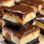 No bake chocolate caramel cheesecake bites on a decorative plate