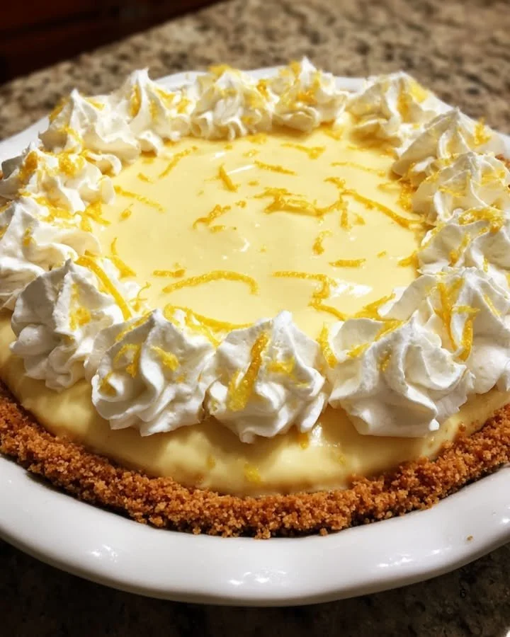 No-Bake Cream Cheese Lemonade Pie with a refreshing lemon flavor