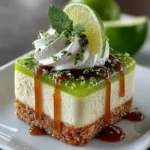 No-bake lime mousse cheesecake with a graham cracker crust and lime garnish