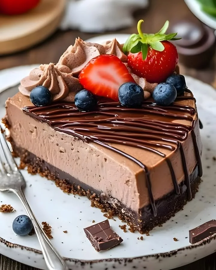 Delicious no bake Nutella cheesecake served in a dessert dish