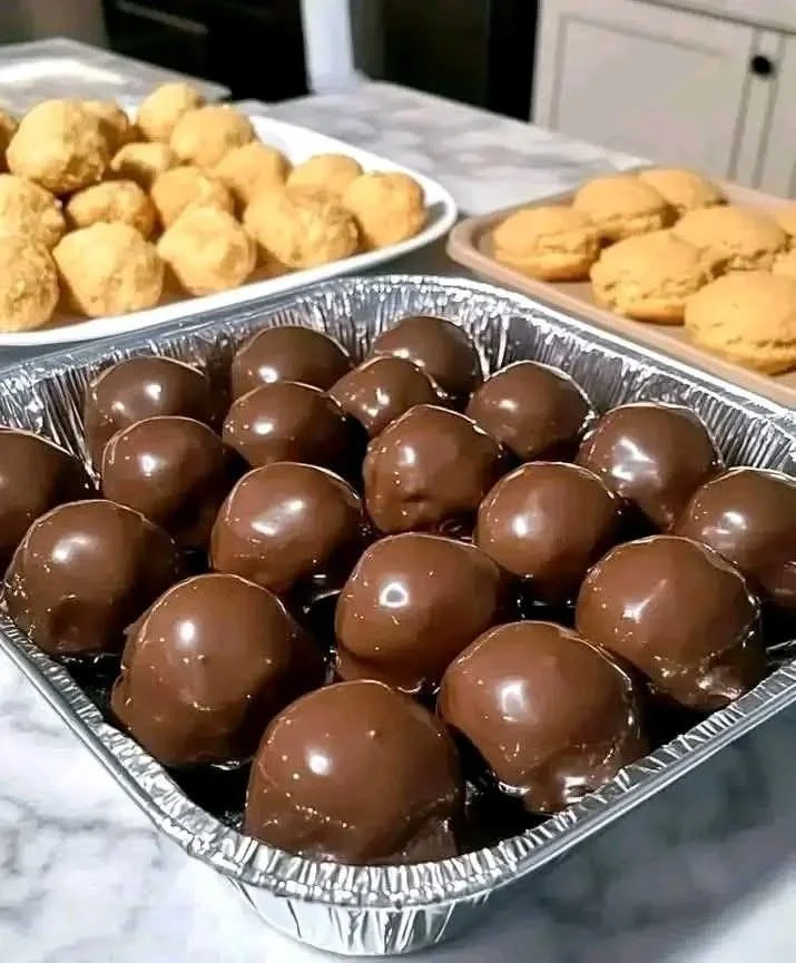 Delicious homemade peanut butter balls ready to enjoy