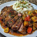 Delicious Pepper Steak with beef and peppers served on a plate
