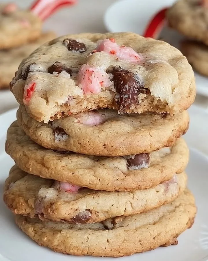 Peppermint chocolate chunk cookies with chunks of chocolate and minty flavor