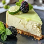 Refreshing lime mousse cheesecake with a glossy lime glaze topping
