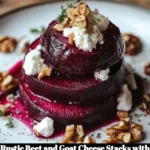 Rustic beet and goat cheese stacks with walnut thyme vinaigrette served elegantly