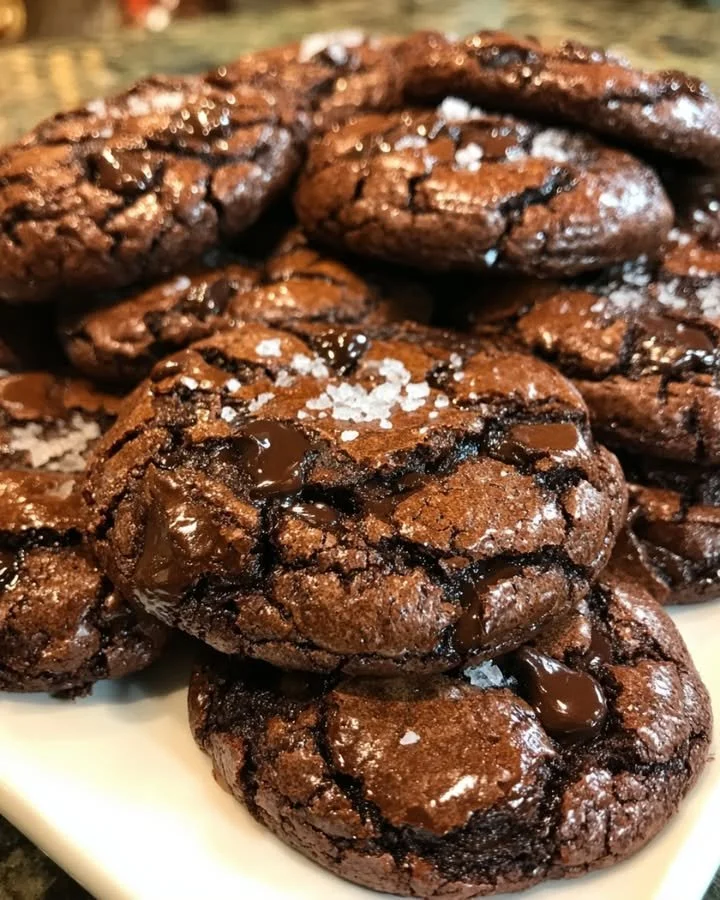 Delicious salted brownie cookies on a plate