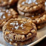 salted caramel chocolate bliss cookies topped with sea salt