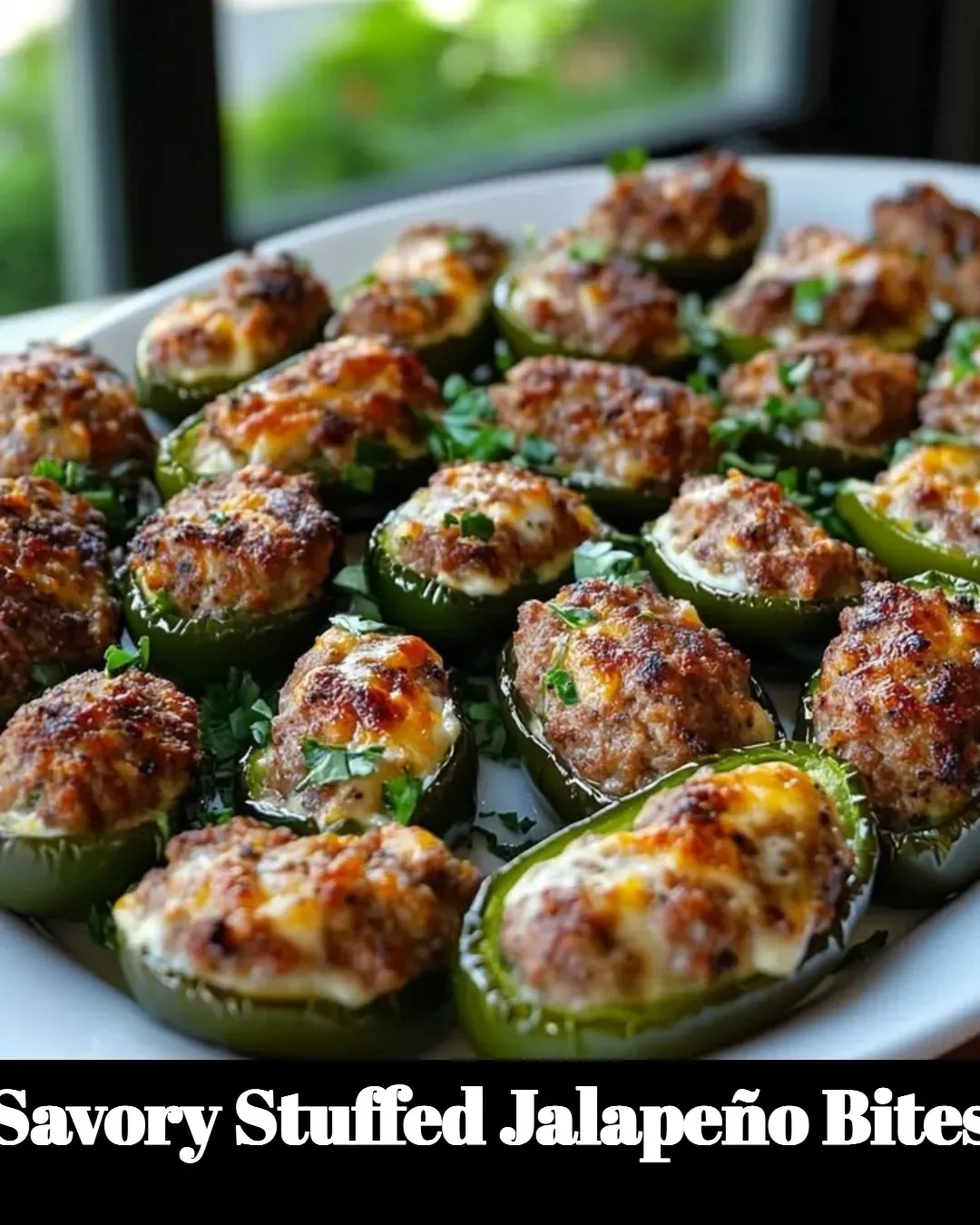 Savory stuffed jalapeño bites served on a platter for appetizers