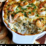 Delicious shrimp and crab spinach dip served in a bowl